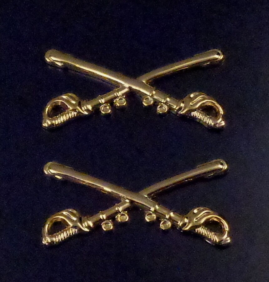 Crossed Swords GOLD Cavalry Mounted Patrol Collar Pins