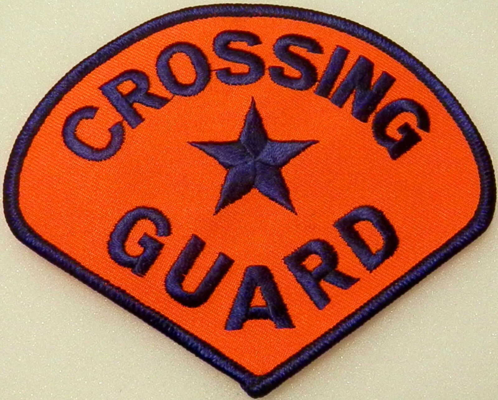 CROSSING GUARD Navy Blue on Orange teardrop Shoulder Patch