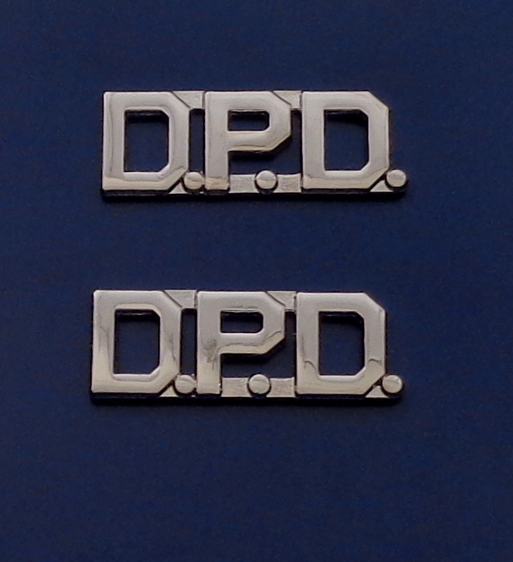D.P.D. polished silver 1/2" Letters Collar Pins Insignia
