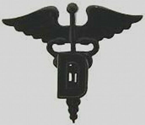 Dentist Dental Caduceus Medical insignia SUBDUED BLACK Lapel Pin 1" X 1 1/8"