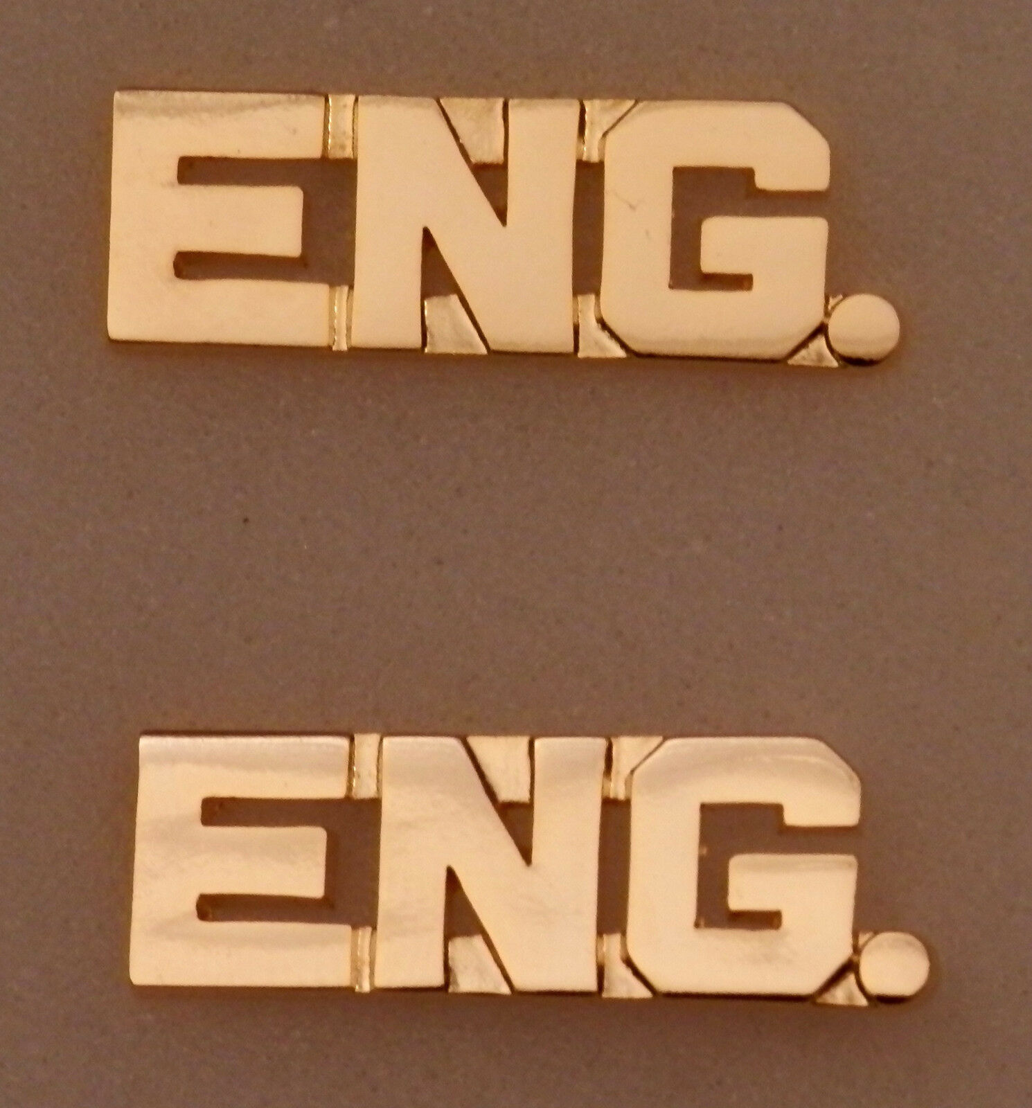 ENG. gold COLLAR PINS 3/8 Letters