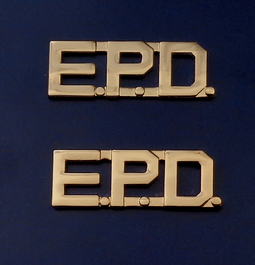 E.P.D. Gold 1/2" Letters Collar Pins Insignia police EPD