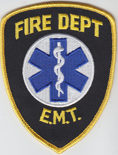 FIRE DEPT E.M.T. shoulder patch with Star of Life