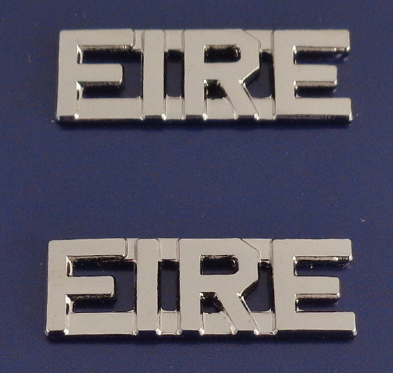FIRE Silver 3/8" Lettering Pair Collar Pins