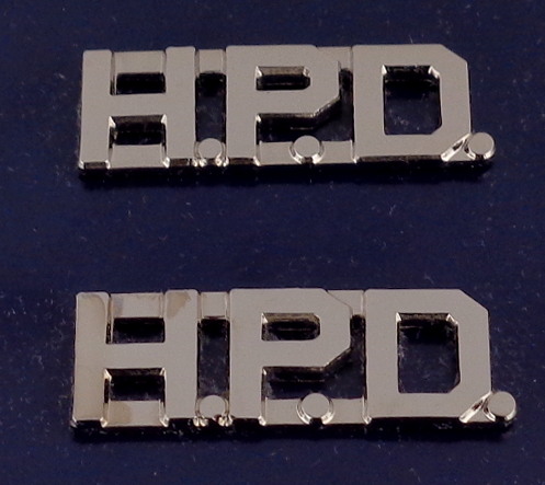H.P.D. silver/nickel 1/2" Letters Collar Pins Insignia HPD