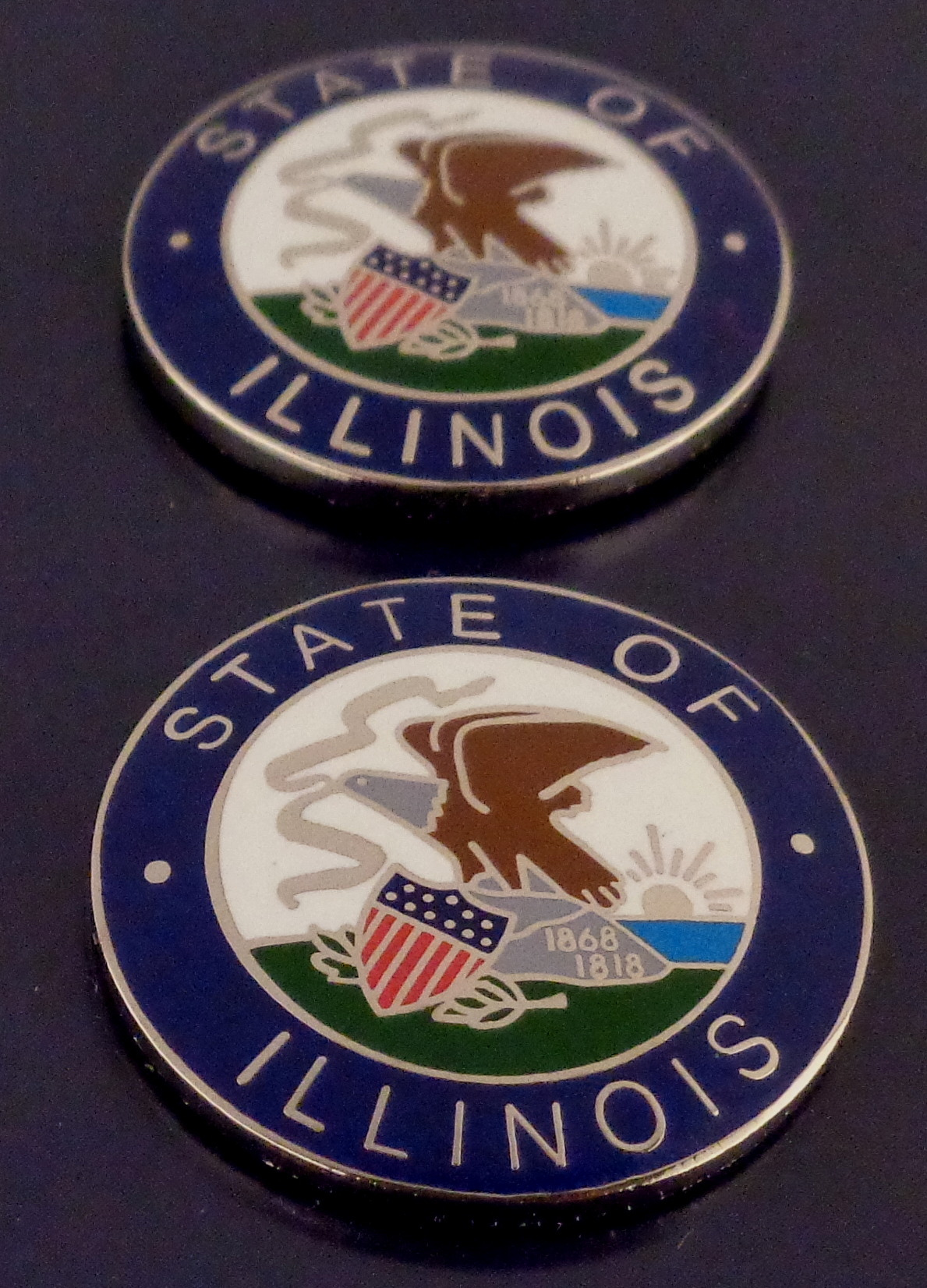 Illinois State Seal Silver COLLAR PINS 15/16"