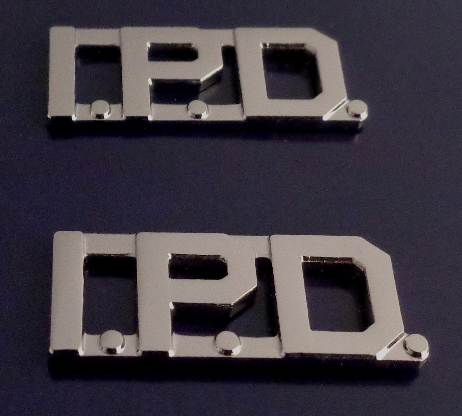 I.P.D. silver 1/2" Letters Collar Pins Insignia police IPD
