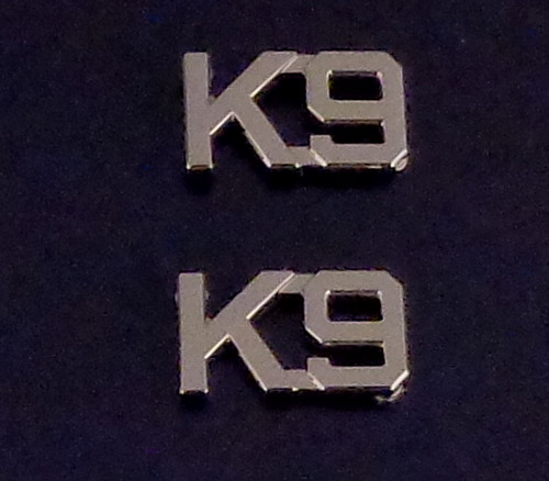 K9 Silver 3/8" Letters Pair Collar Pins