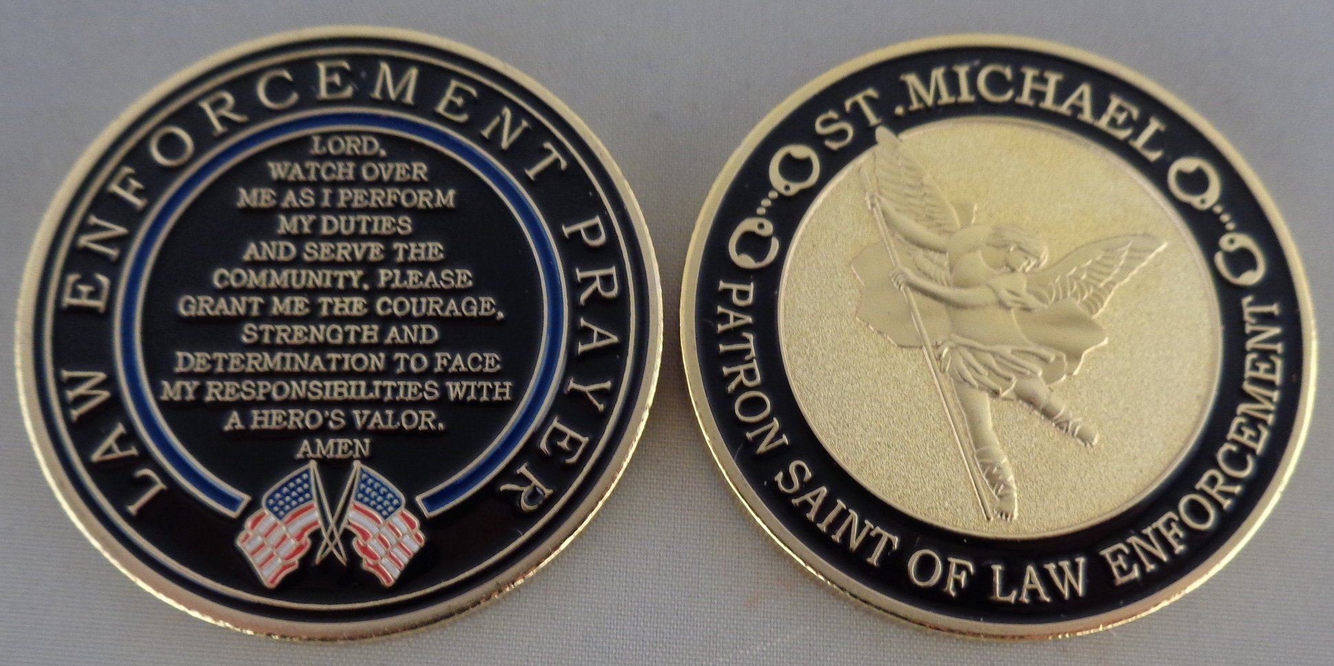 Law Enforcement Prayer Saint Michael Challenge Coin