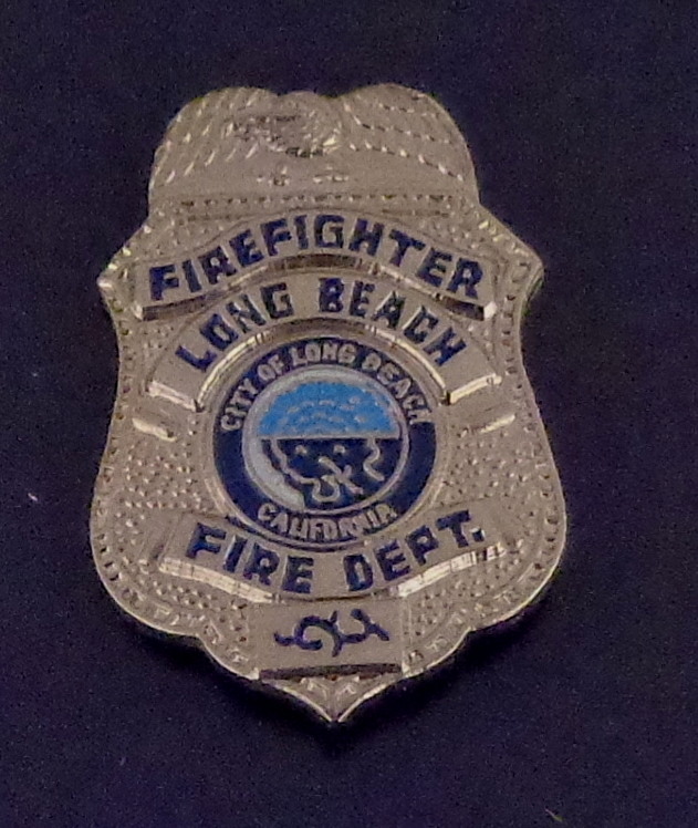 Long Beach Fire Dept FIREFIGHTER mini badge lapel pin