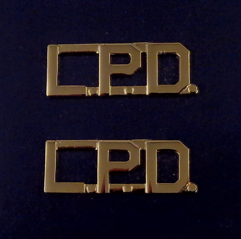 L.P.D. polished gold 1/2" Letters Collar Pins Insignia police LPD
