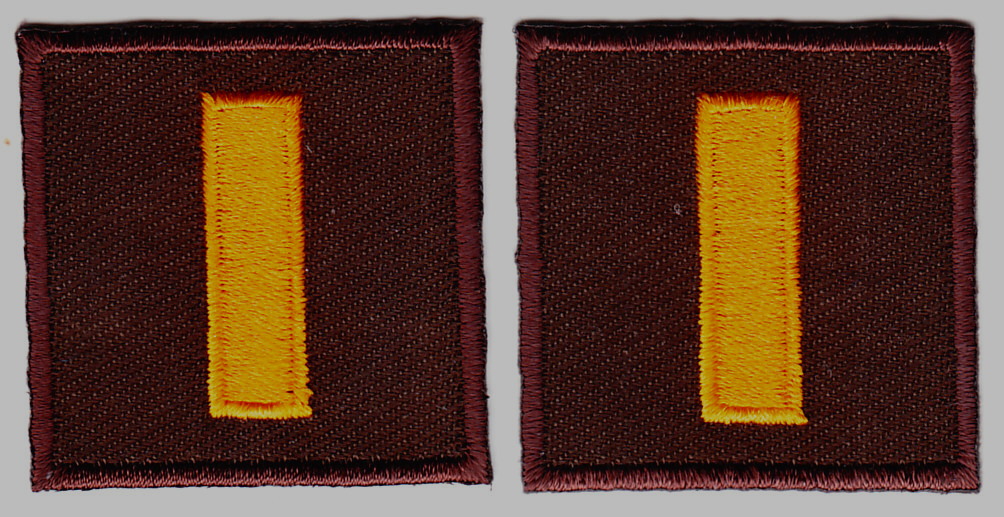 LT Lieutenant DARK GOLD on BROWN Large 1.5" collar patches