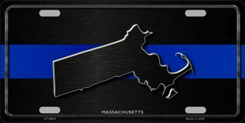 MASSACHUSETTS Thin Blue Line Auto License Plate 6 X 12