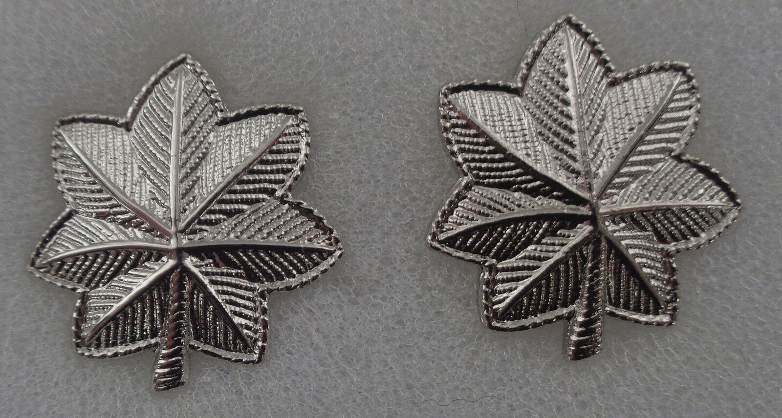 MAJ Major MINI Oak Leaf 3/4" CLUTCH BACK Silver Collar Pins
