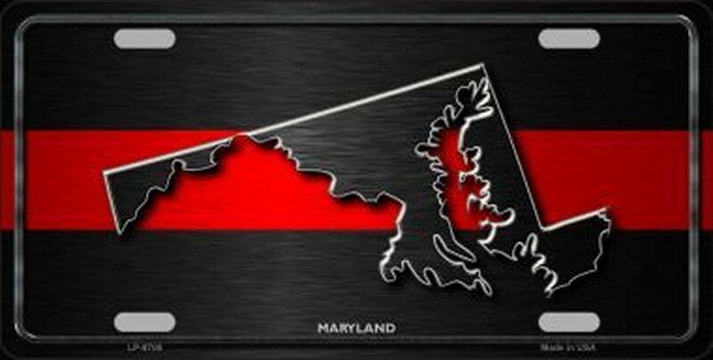 MARYLAND Thin Red Line Auto License Plate 6 X 12