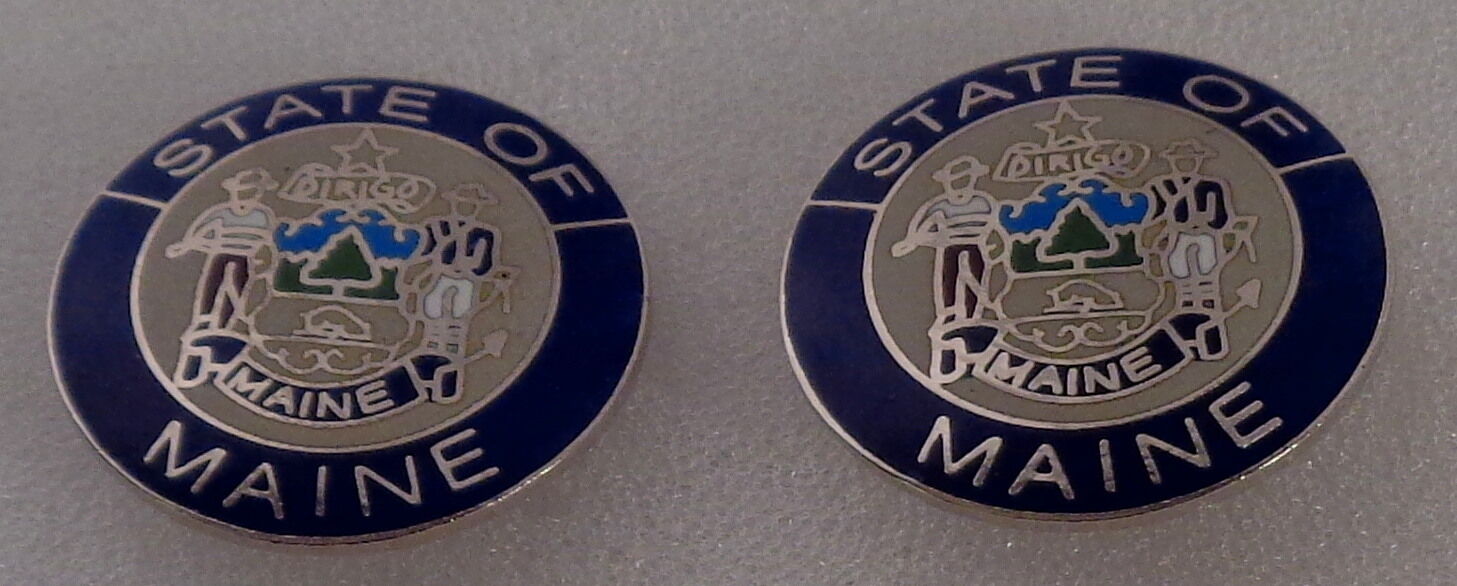 Maine State Seal 15/16" Collar Pins SILVER