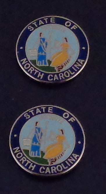 North Carolina 11/16" State Seal Collar Pins SILVER