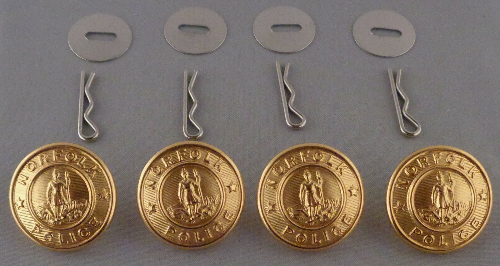 NORFOLK POLICE Set of 4 GOLD Uniform Buttons LARGE
