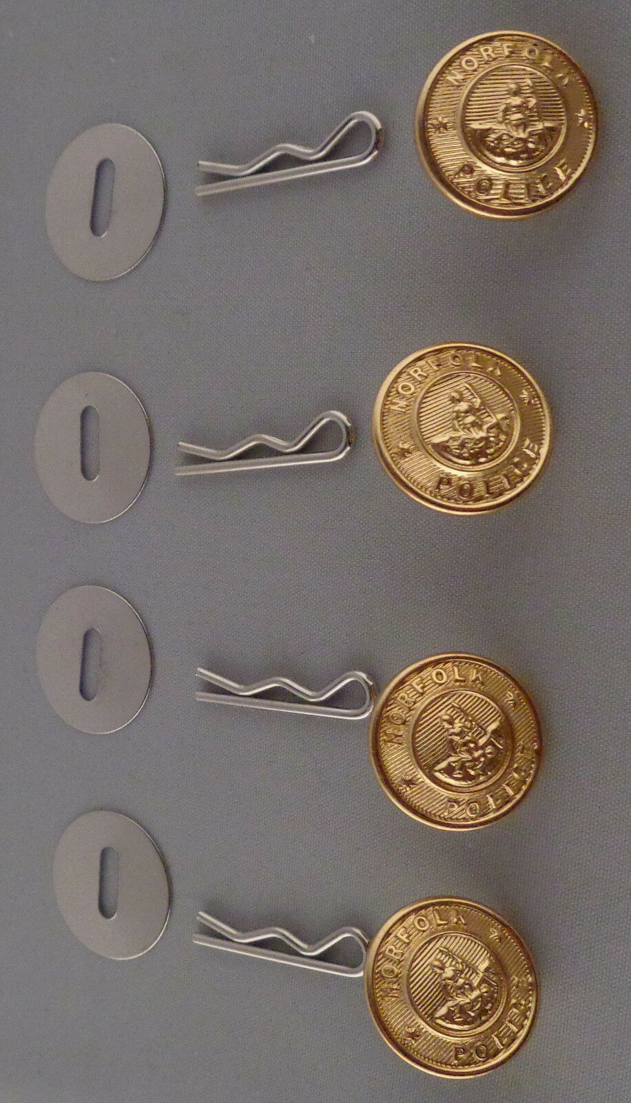 NORFOLK POLICE Set of 4 GOLD Uniform Buttons SMALL