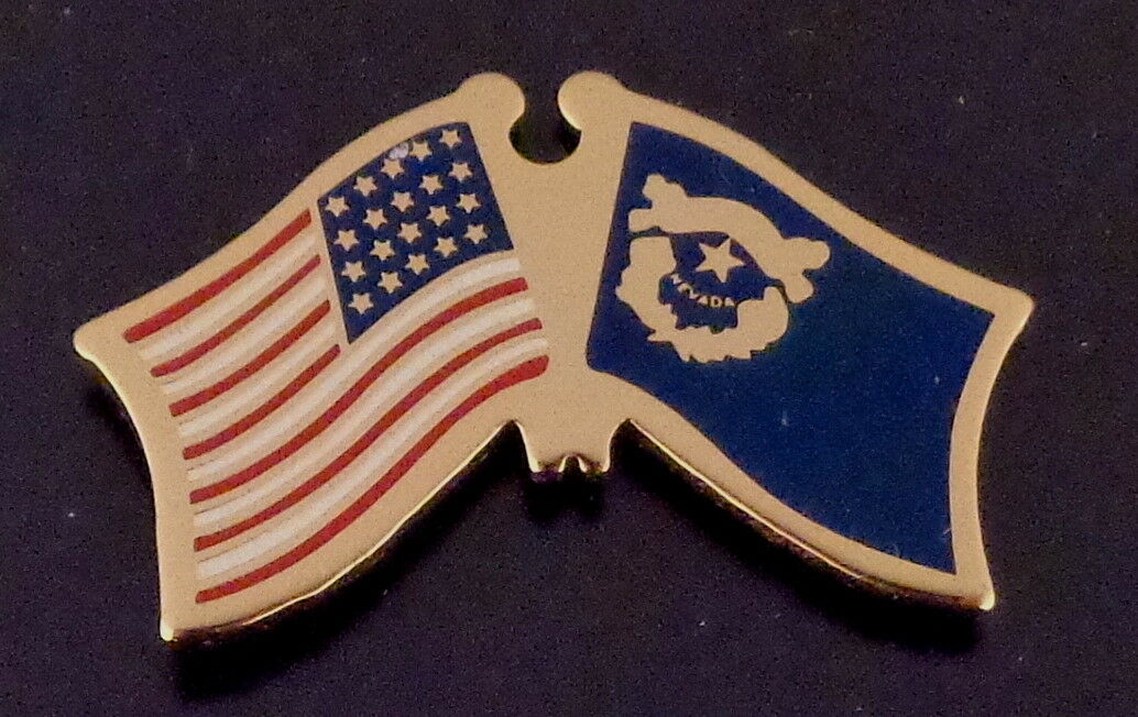 NEVADA State Flag & US Untied States Flags Crossed Lapel Pin