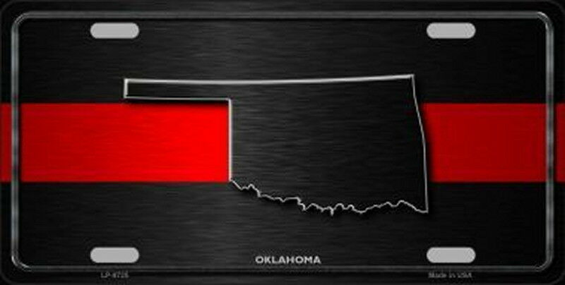 OKLAHOMA Thin Red Line Auto License Plate 6 X 12
