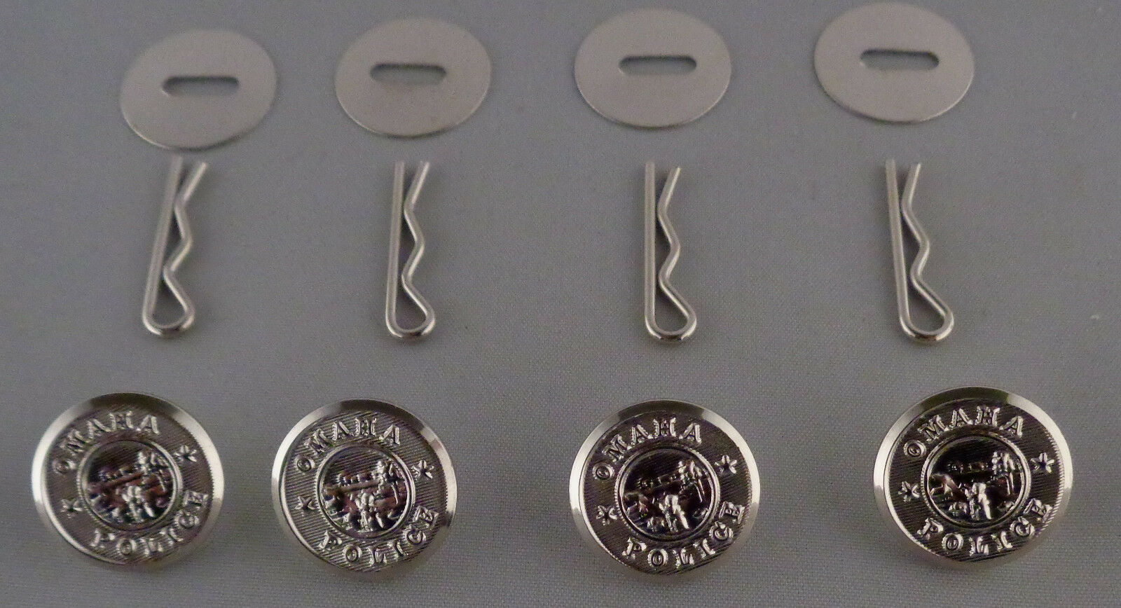 OMAHA POLICE Set of 4 NICKEL silver Uniform Buttons SMALL