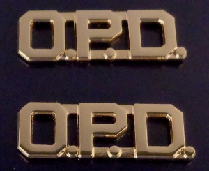 O.P.D. polished gold 1/2" Letters Collar Pins Insignia police dept OPD