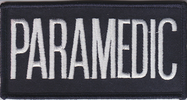 PARAMEDIC 4 1/8" X 1 7/8" White on Midnight Navy Front Panel Patch