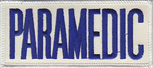 PARAMEDIC Royal Blue on Reflective White Front Panel Patch 1 7/8"X 4 1/8"
