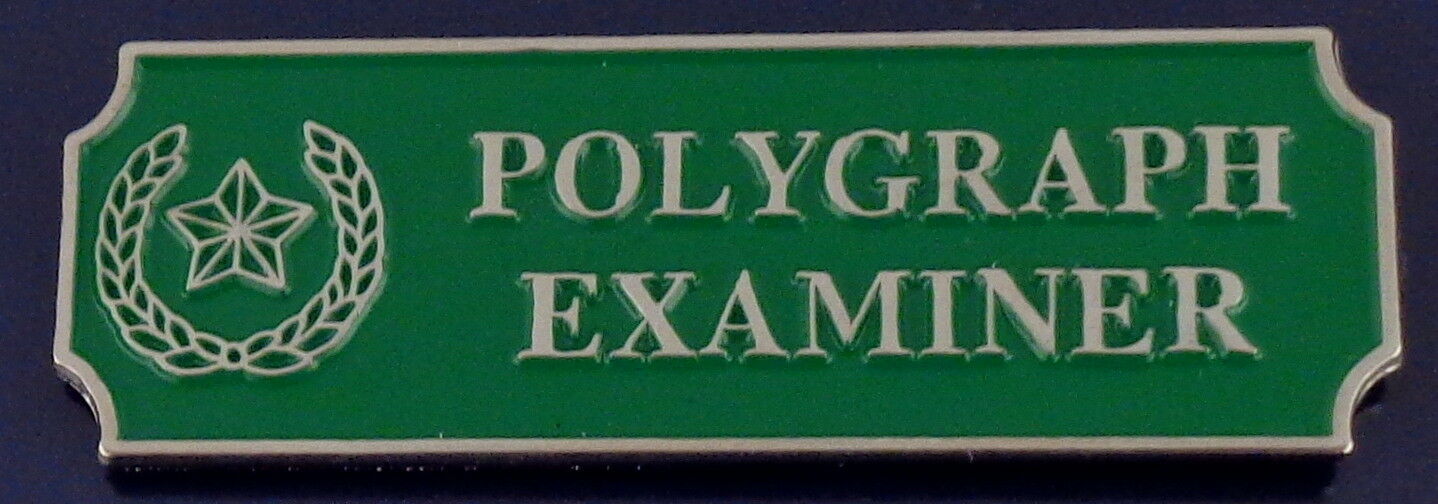 POLYGRAPH EXAMINER Silver on Green Award Commendation uniform bar