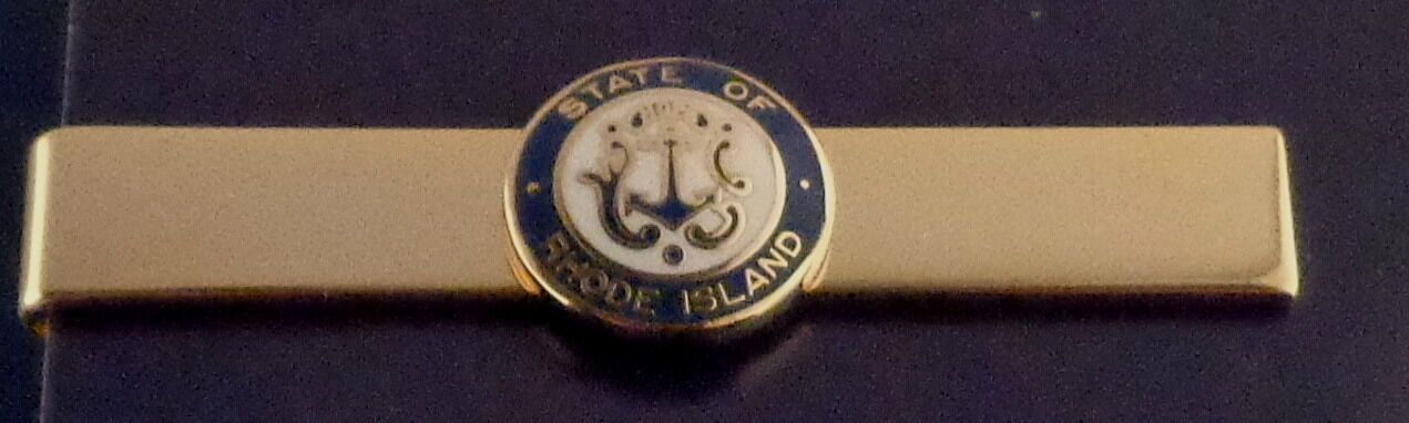 Rhode Island Polished Gold Tie Bar RI 1/2" state seal