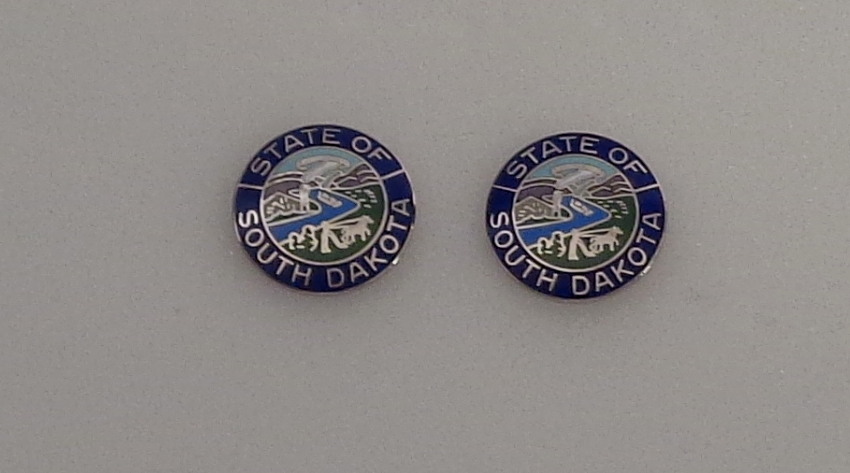 South Dakota SILVER Seal 15/16" COLLAR PINS