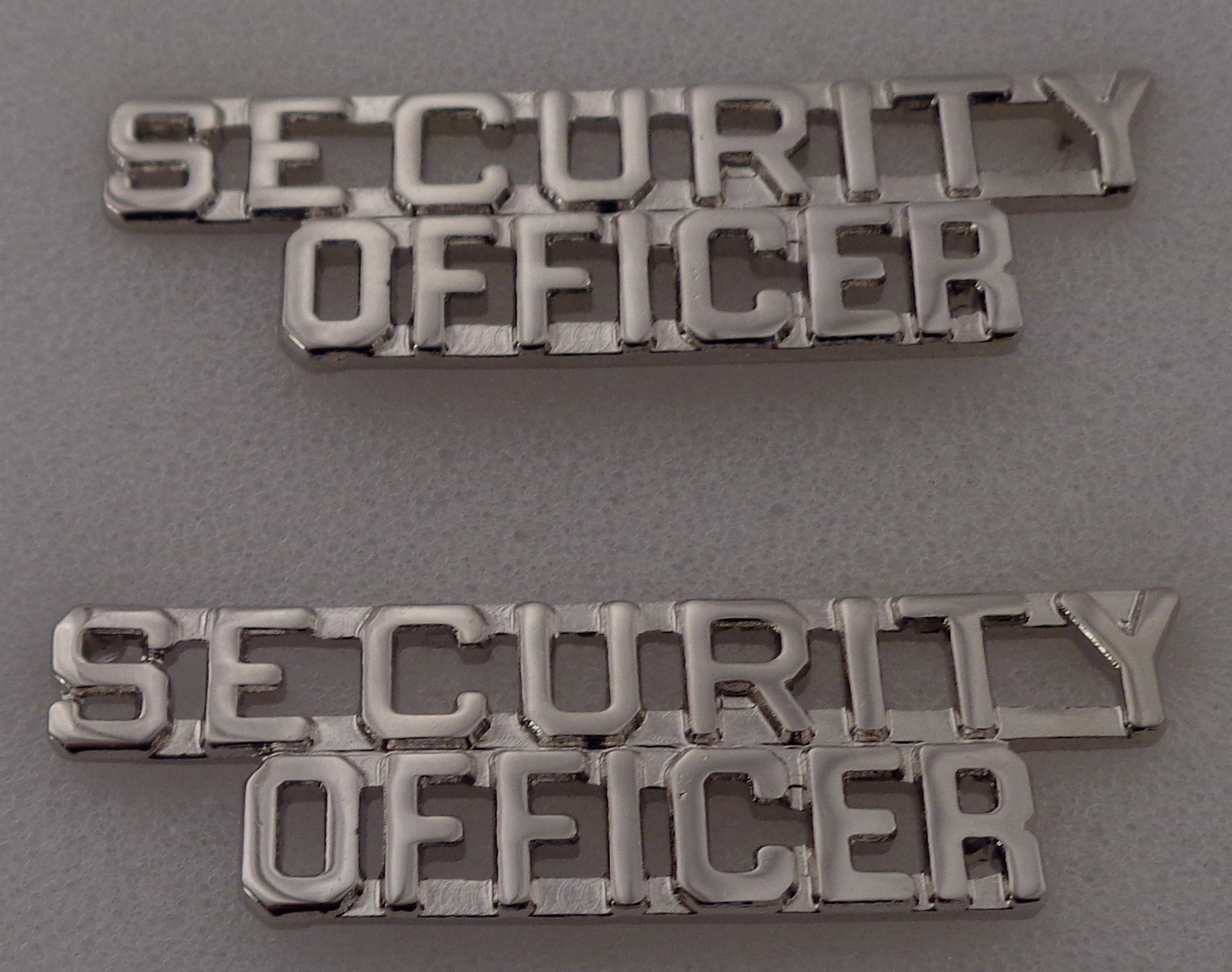 Security Officer 1/4" Polished Silver Collar Pins
