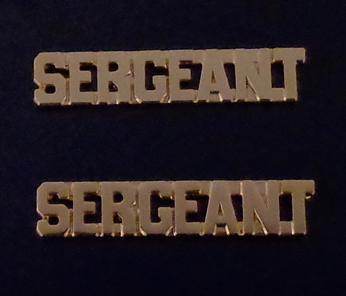 SERGEANT 3/8" Polished Gold Letters Collar Pins