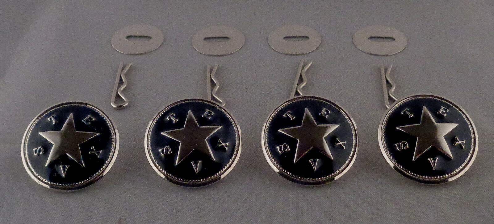 Texas State Seal Uniform Buttons Silver Nickel with BLUE EPOXY ENAMEL Large