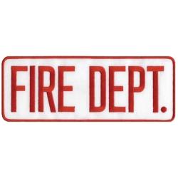 FIRE DEPT Red on White 11X4 back panel patch FIRE DEPT Red on White 11X4 back panel patch