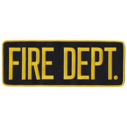 FIRE DEPT Medium Gold on Midnight Navy 11X4 back panel patch FIRE DEPT Medium Gold on Midnight Navy 11X4 back panel patch