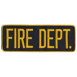 FIRE DEPT Medium Gold on Black 11X4 back panel patch FIRE DEPT Medium Gold on Black 11X4 back panel patch