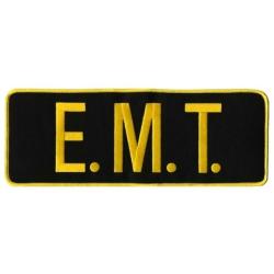 E.M.T. Medium Gold on Black Back Panel Uniform Patch 11" X 4" EMT