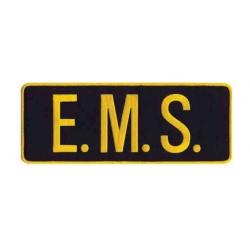 E.M.S. Medium Gold on Black Back Panel Uniform Patch 11" X 4"