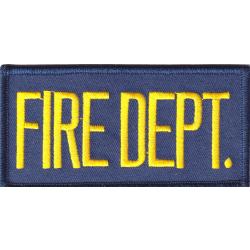 FIRE DEPT. Medium Gold on Navy Blue 2X4 Front Panel Patch