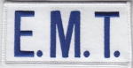 E.M.T. Royal Blue on White Front Panel Patch 2X4