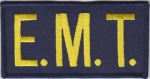E.M.T. Gold on Navy Blue Front Panel Patch 2X4