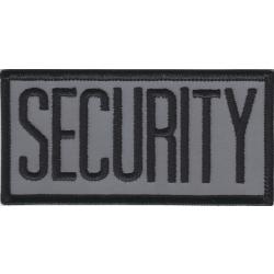 SECURITY Black on Grey REFLECTIVE BACKGROUND Front Panel Uniform Patch 2" X 4"