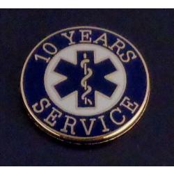 10 YEARS SERVICE EMS STAR OF LIFE Uniform Lapel Pin caduceus