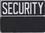 SECURITY White on Black HOOK FASTENER Back Panel Patch 11 X 4