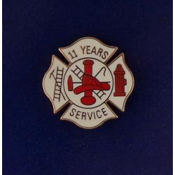 11 YEARS SERVICE Fire Dept Maltese Cross Uniform Lapel Pin