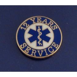 12 YEARS SERVICE EMS STAR OF LIFE Uniform Lapel Pin