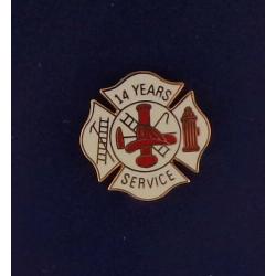14 YEARS SERVICE Fire Dept Maltese Cross Uniform Lapel Pin