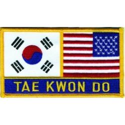 TAE KWON DO South Korean & US Flags Uniform Patch